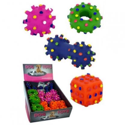 papillon-kutyajáték-latex-tüskés-játékok-8cm-karika-labda-súlyzó-kocka