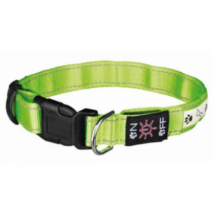 Trixie Flash Collar USB - világító nyakörv - zöld - (S-M) 30-40cm/25mm